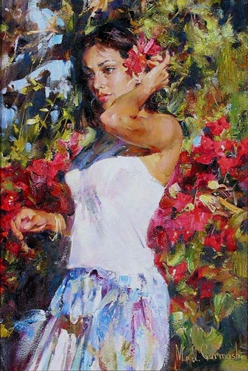 Картина современной женщины. Художник Михаил и Инесса Гармаш. Michael and Inessa Garmash картины. Импрессионисты, Михаил и Инесса Гармаш. Портреты Михаила и Инессы Гармаш.